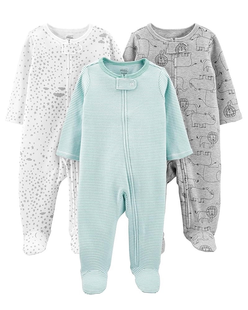 3 Pijamas en Algodón Diseño Estrellas y Animales