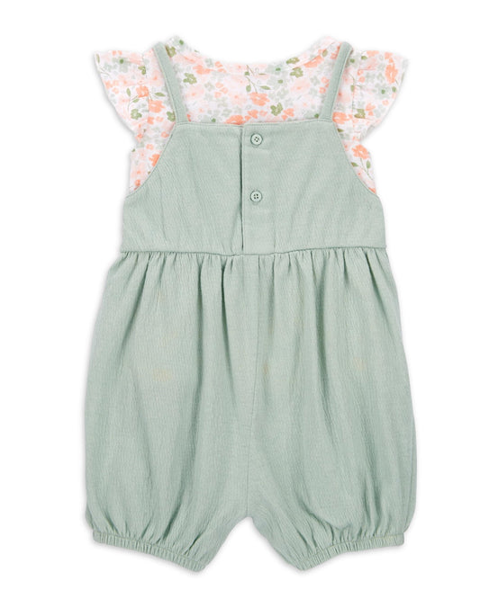 Conjunto 2 Piezas Overol Corto y Blusa Floral