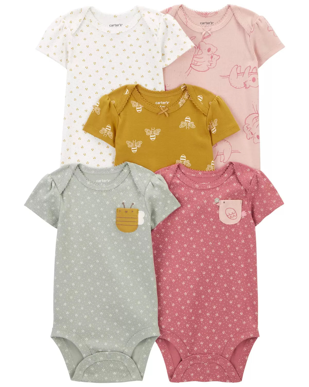 Set 5 Bodies Manga Corta Diseño Bee Pocket