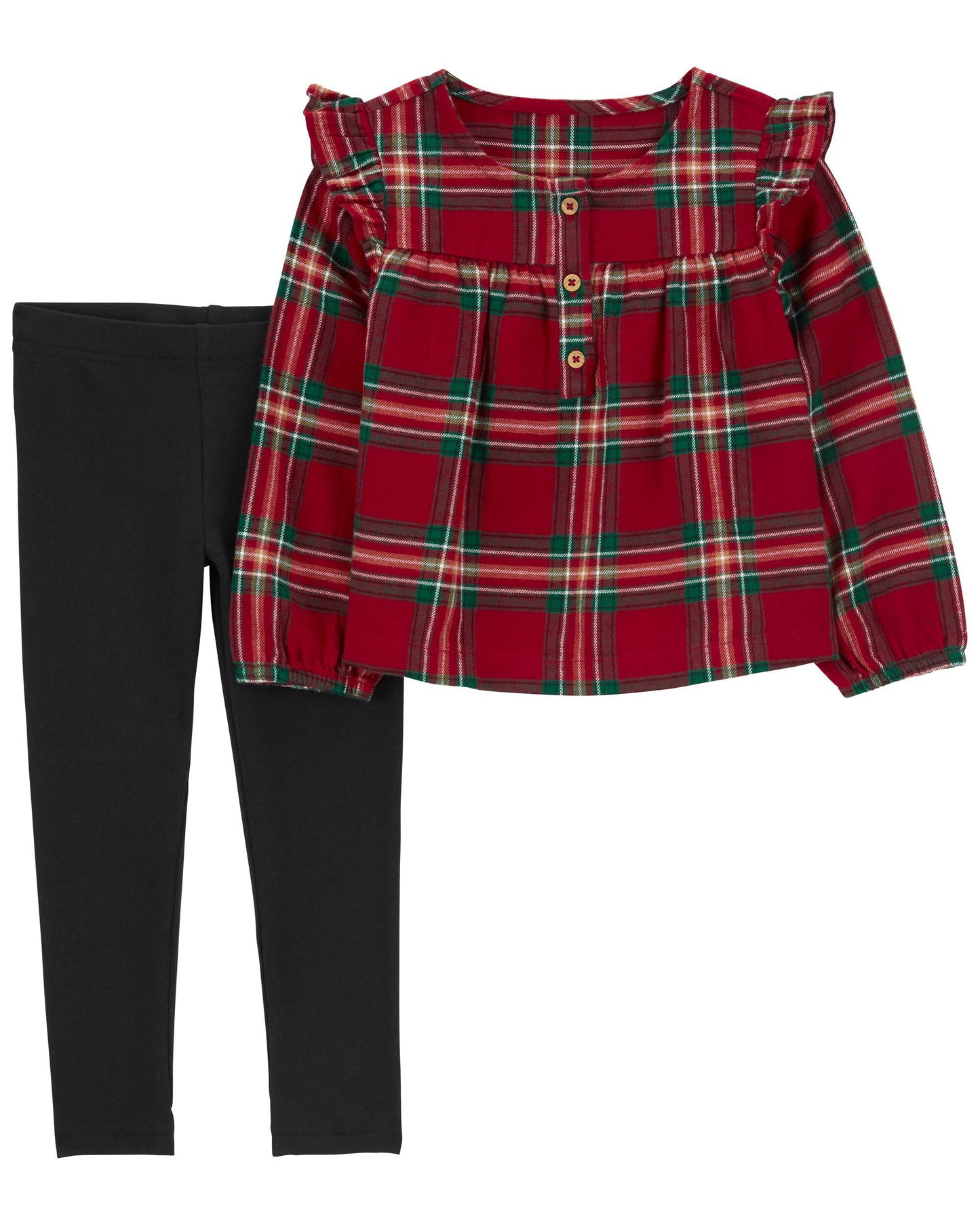 Conjunto 2 Piezas Blusa Escocés Roja