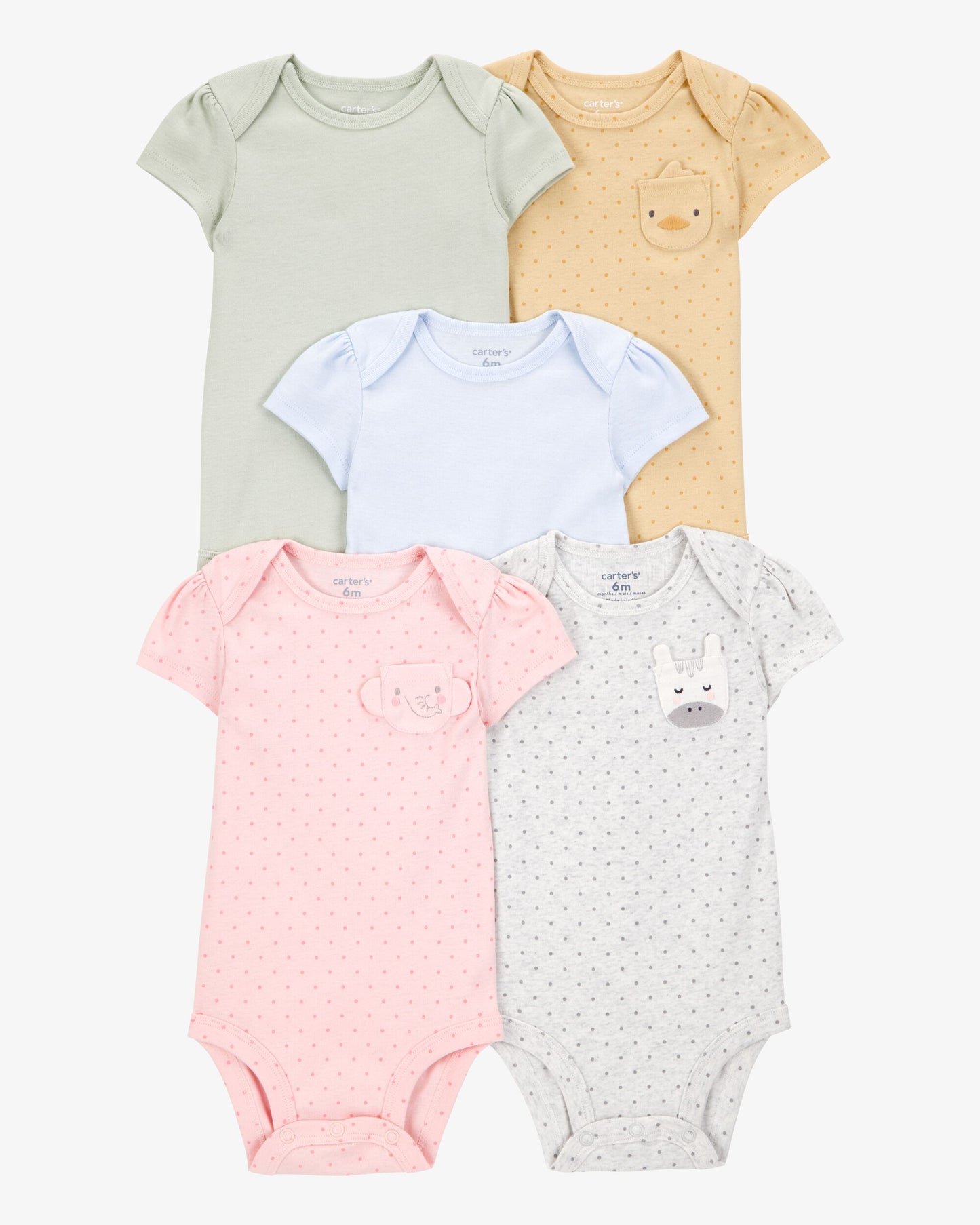 Set 5 Bodies Manga Corta Diseño Farm Pocket