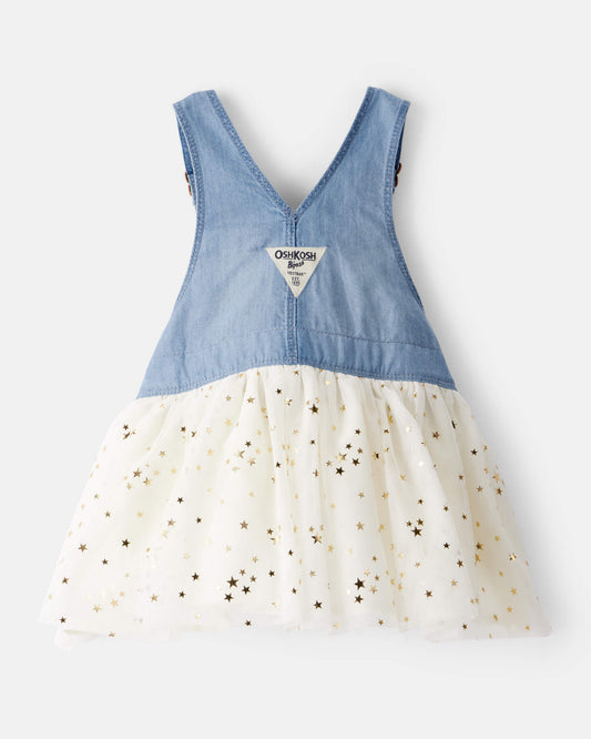 Vestido en Jean Con Tutu de Estrellas Doradas