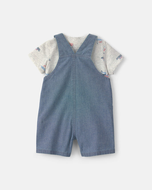 Conjunto 2 Piezas Overol Corto Azul