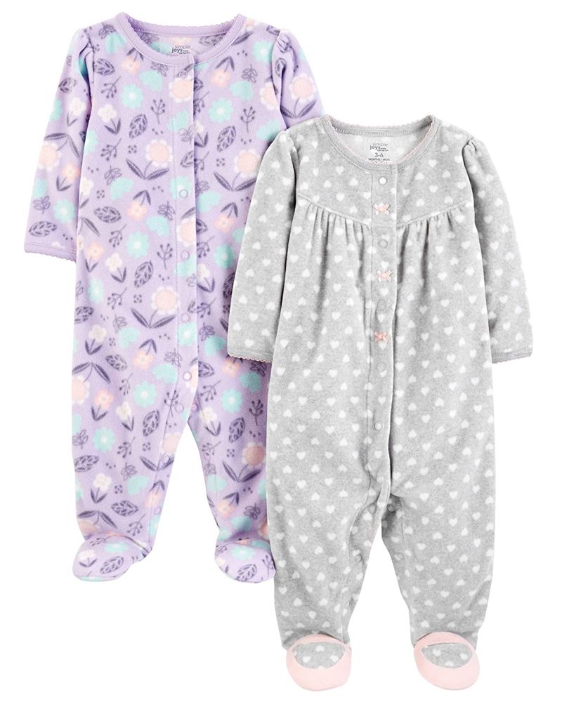 2 Pijamas en Fleece Diseño Corazones
