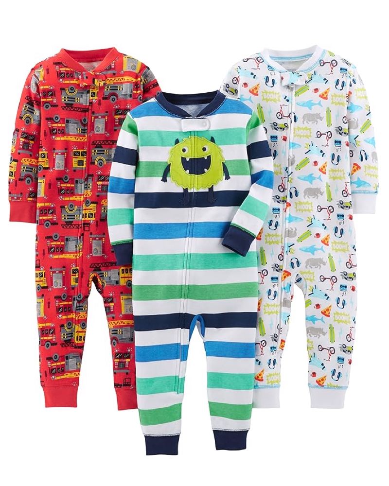3 Pijamas en Algodón Diseño Monster