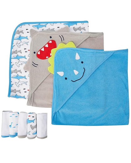 Set 8 Toallas Multiusos Dino y Shark