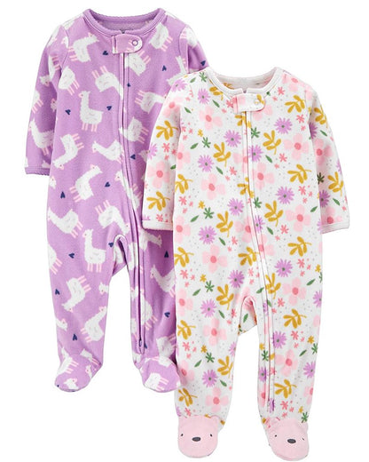 2 Pijamas en Fleece Diseño Llamas