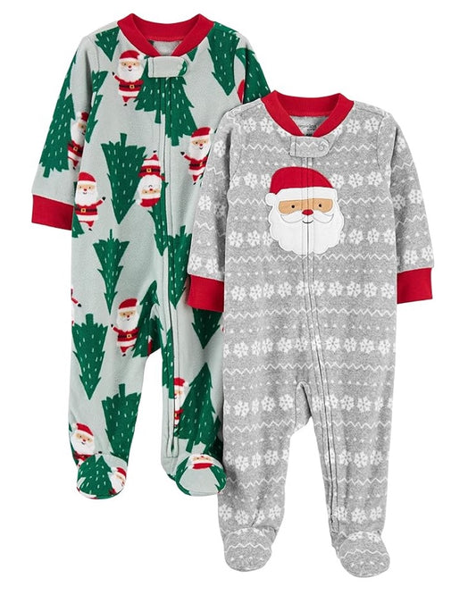 2 Pijamas en Fleece Diseño Navidad