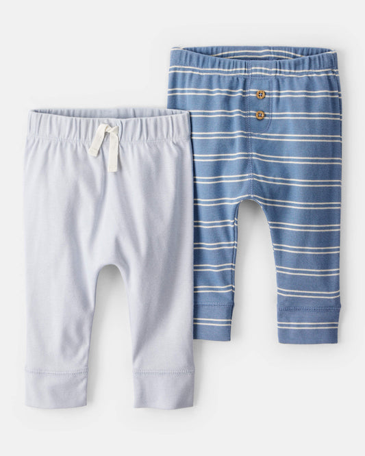 Set 2 Pantalones Diseño Rayas/Blanco