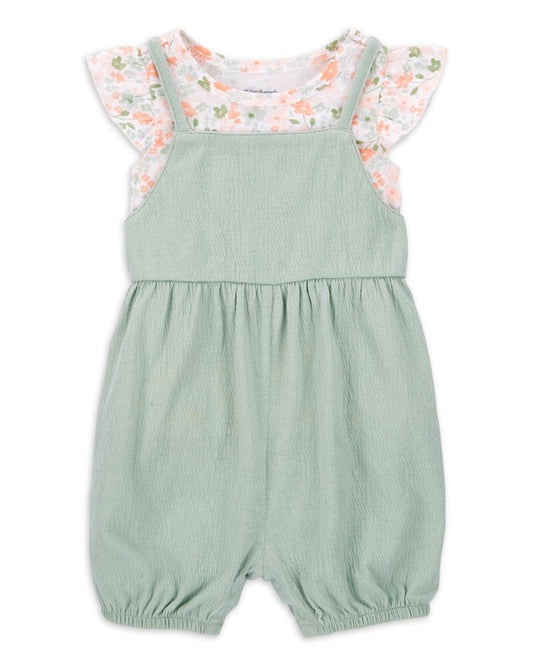 Conjunto 2 Piezas Overol Corto y Blusa Floral