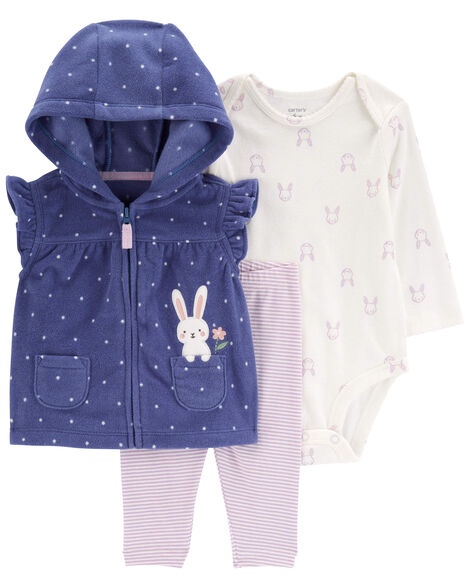 Conjunto 3 Piezas Chaleco en Fleece Bunny