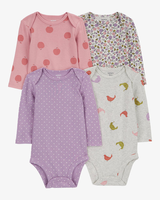 Set 4 Bodies Manga Larga Diseño Manzanas