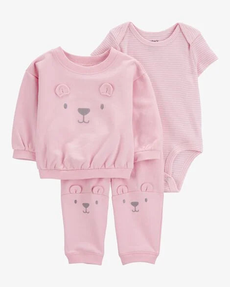 Conjunto 3 Piezas Diseño Bear Rosa