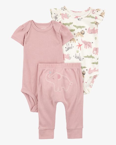 Conjunto 3 Piezas Diseño Pink Elephant