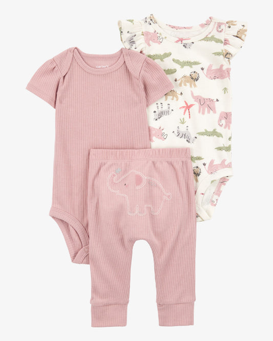 Conjunto 3 Piezas Diseño Pink Elephant