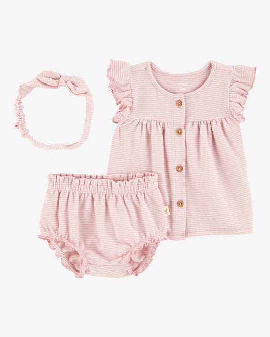 Conjunto 3 Piezas Rosa con Diadema