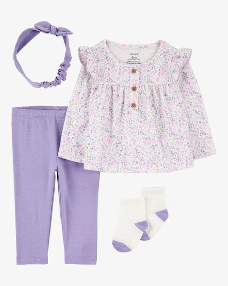 Conjunto 4 Piezas Diseño Floral