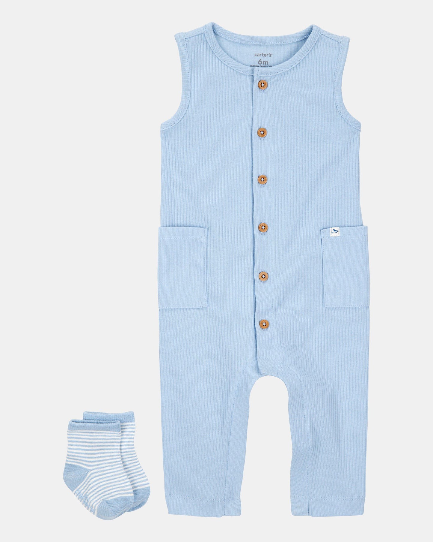 Conjunto 2 Piezas Enterizo y Medias Azul