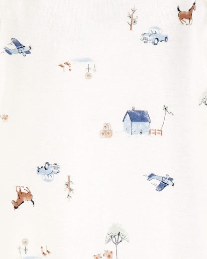 2 Sleepings Abiertos en Algodón Diseño Farm Blue