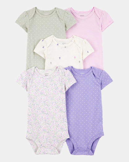 Set 5 Bodies Manga Corta Diseño Floral Polka Dot