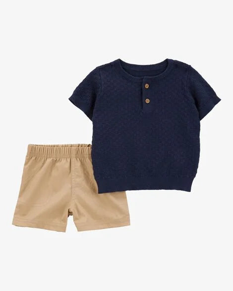 Conjunto 2 Piezas Corto Camiseta Tejida