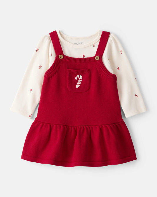 Vestido 2 Piezas Jardinera Candy Cane