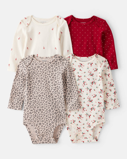 Set 4 Bodies Manga Larga Diseño Red/White