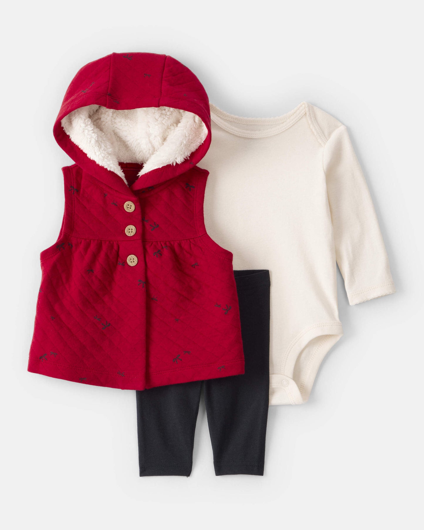 Conjunto 3 Piezas Chaleco Rojo Capota