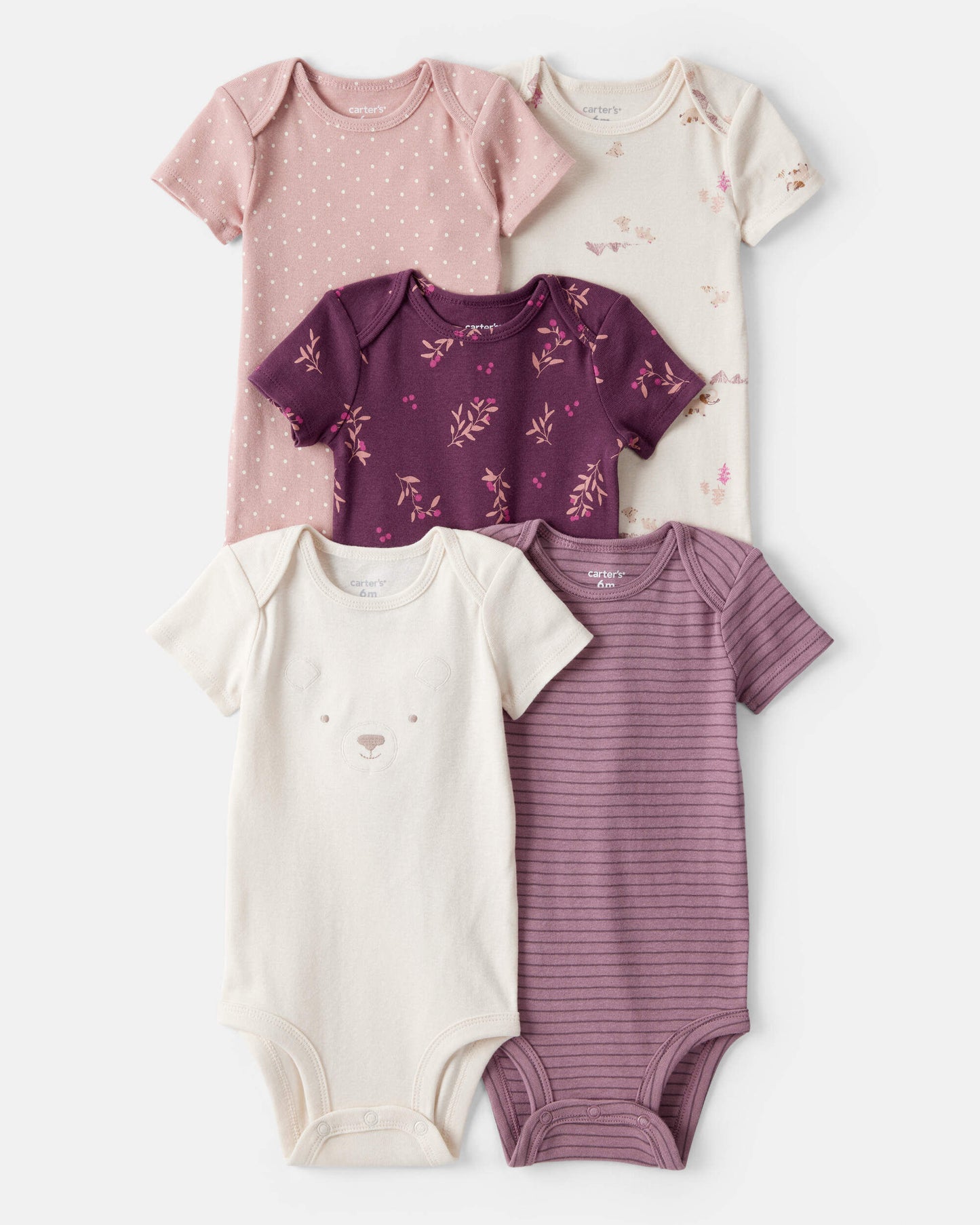 Set 5 Bodies Manga Corta Diseño Bear Floral