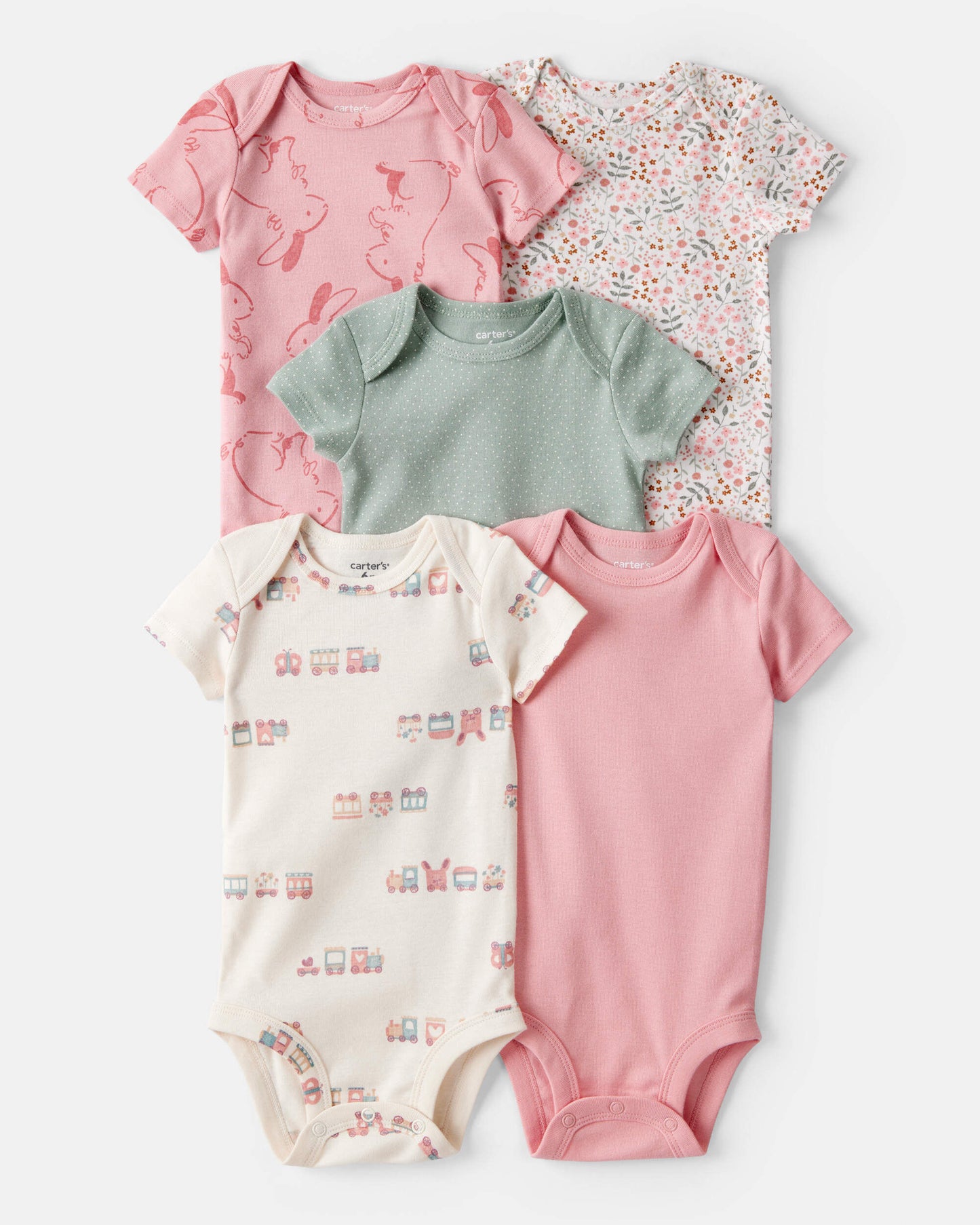 Set 5 Bodies Manga Corta Diseño Flowers & Bunny
