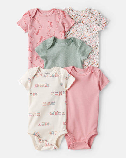 Set 5 Bodies Manga Corta Diseño Flowers & Bunny