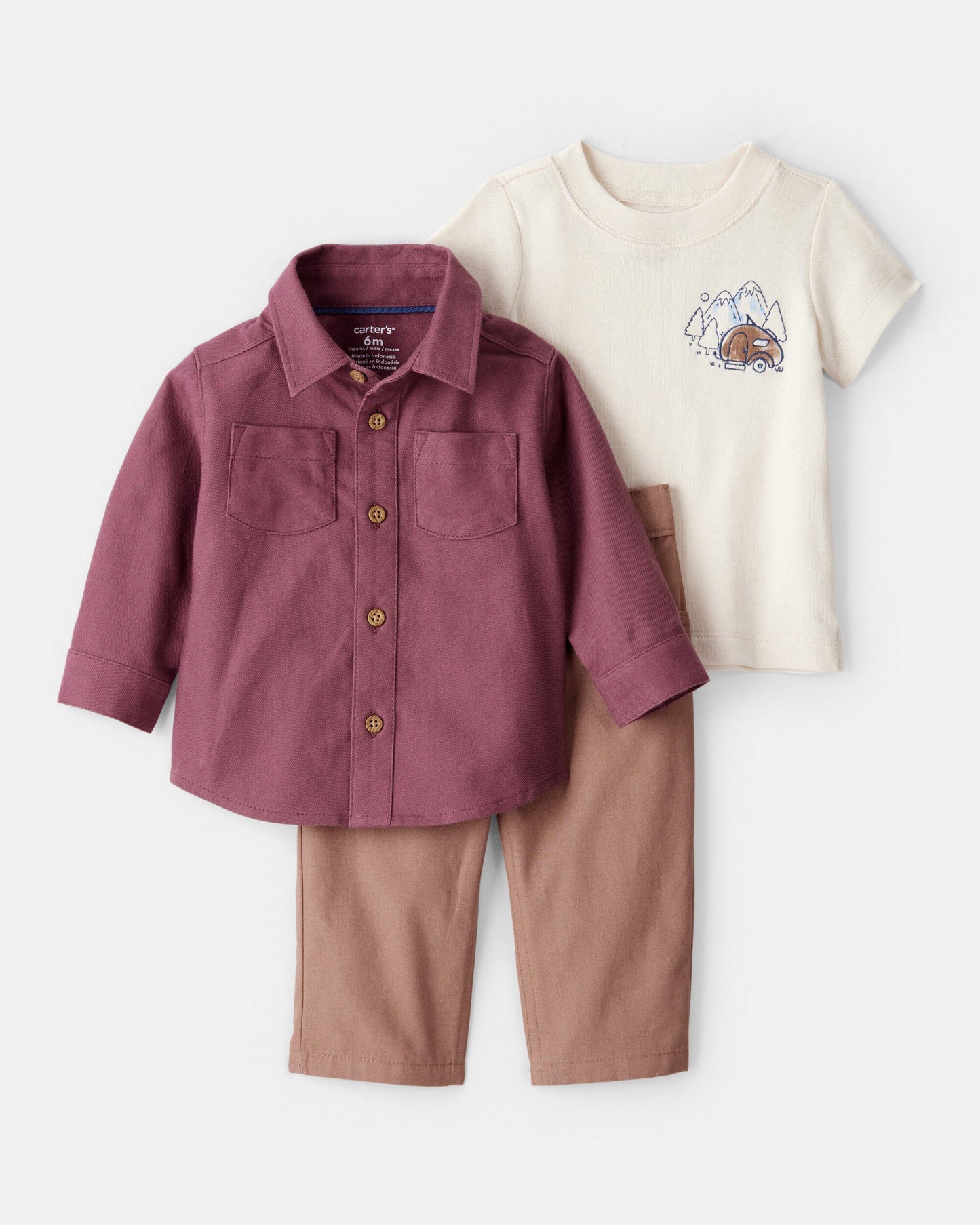 Conjunto 3 Piezas Maroon/Brown