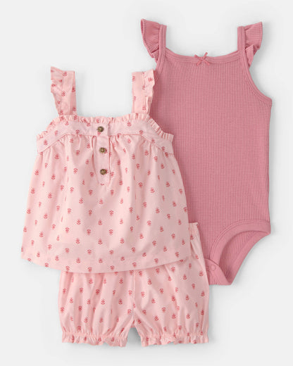Conjunto 3 Piezas Diseño Floral Pink