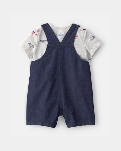 Conjunto 2 Piezas Overol Tipo Jean Boat