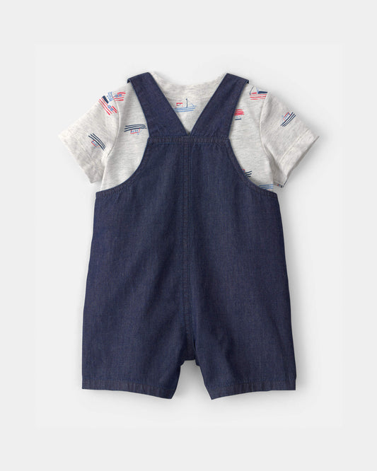 Conjunto 2 Piezas Overol Tipo Jean Boat