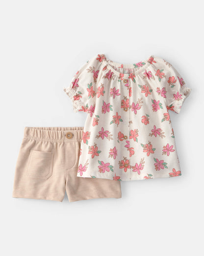 Conjunto 2 Piezas Corto Blusa Floral