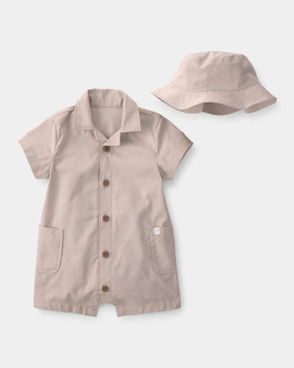 Body/Romper con Gorro Diseño Khaki