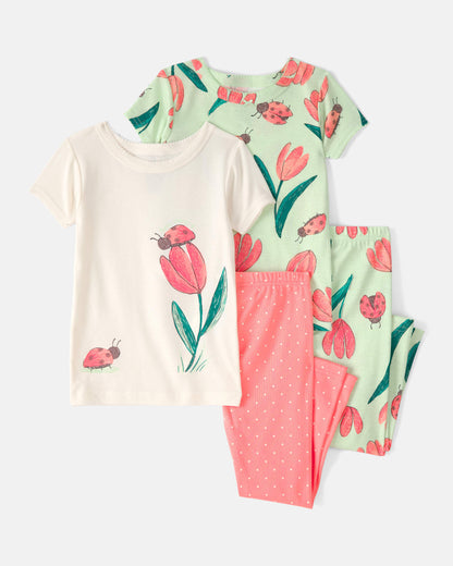 Pijama 4 Piezas en Algodón Diseño Ladybug