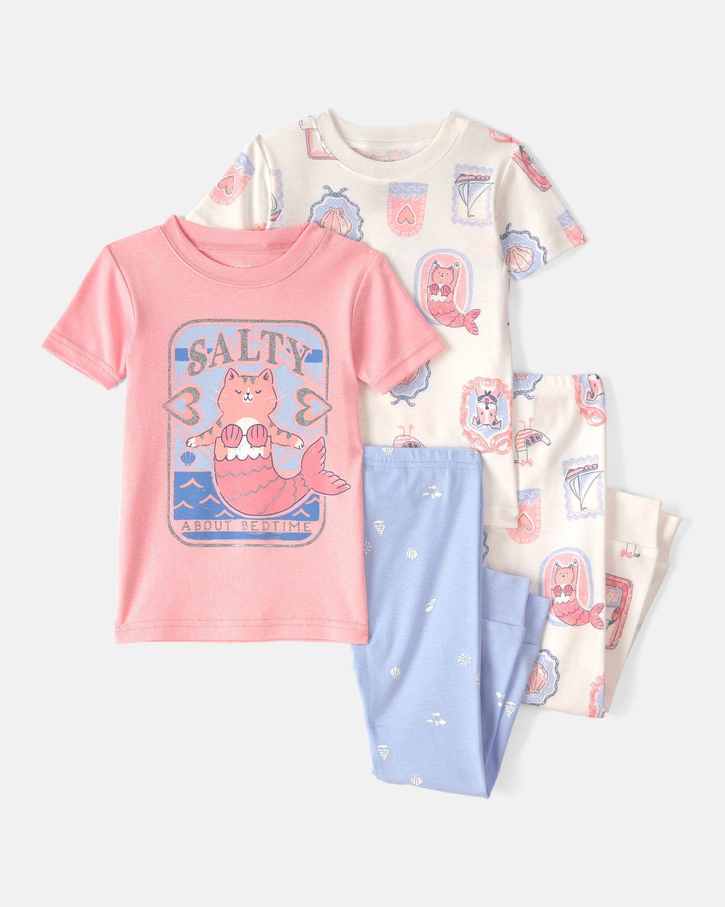 Pijama 4 Piezas en Algodón Diseño Mermaid