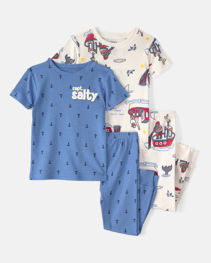 Pijama 4 Piezas en Algodón Diseño Capt Salty
