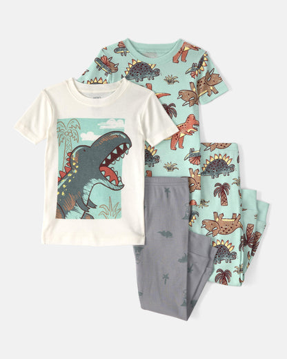 Pijama 4 Piezas en Algodón Diseño Dino