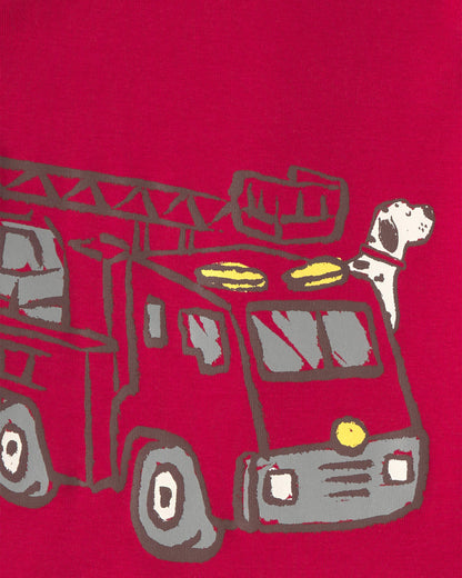 Pijama 4 Piezas en Algodón Diseño Firetruck