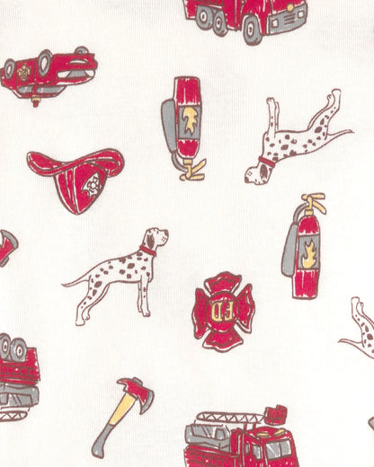 Pijama 4 Piezas en Algodón Diseño Firetruck