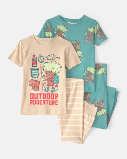 Pijama 4 Piezas en Algodón Diseño Outdoor
