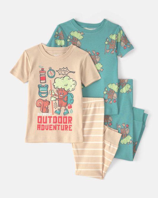 Pijama 4 Piezas en Algodón Diseño Outdoor