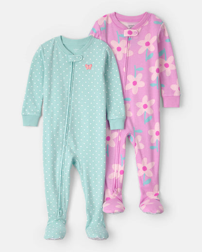 2 Pijamas en Algodón Diseño Floral Butterfly