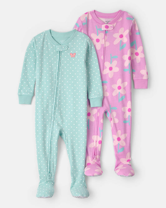 2 Pijamas en Algodón Diseño Floral Butterfly