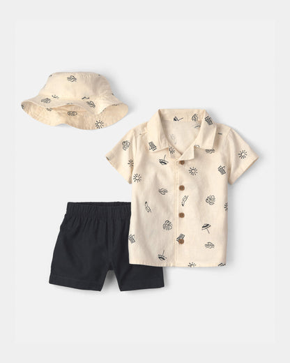 Conjunto 3 Piezas Corto con Gorro