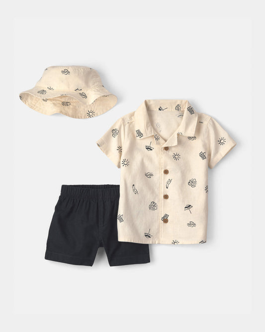 Conjunto 3 Piezas Corto con Gorro