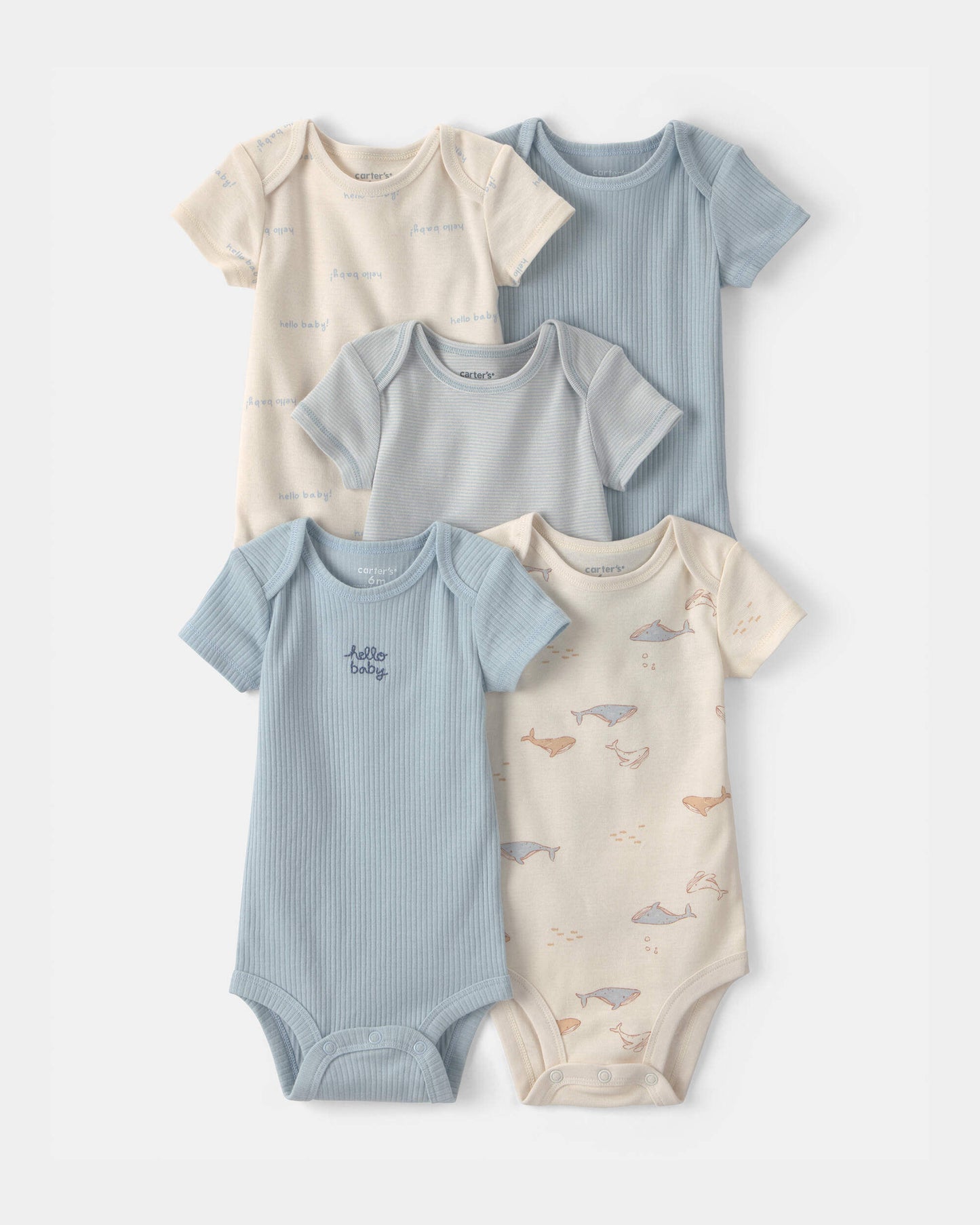 Set 5 Bodies Manga Corta Diseño Blue/Ivory